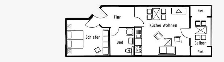 Komfortables 2-Raum-Apartment – in Südlage und strandnah